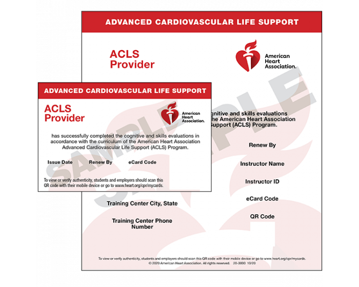 ACLS Provider eCard AHA