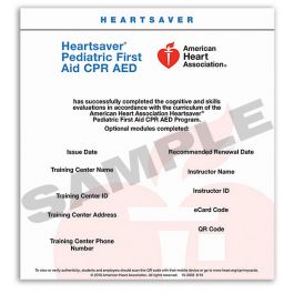 Heartsaver® Pediatric Initially Support CPR AED eCard picture relating to Printable Cpr Card titled Heartsaver® Pediatric To start with Help CPR AED eCard