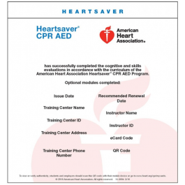 Heartsaver® CPR AED eCard image about Printable Cpr Card known as Heartsaver® CPR AED eCard